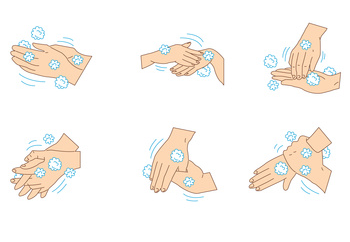 sechs Schritte Hände Hygiene